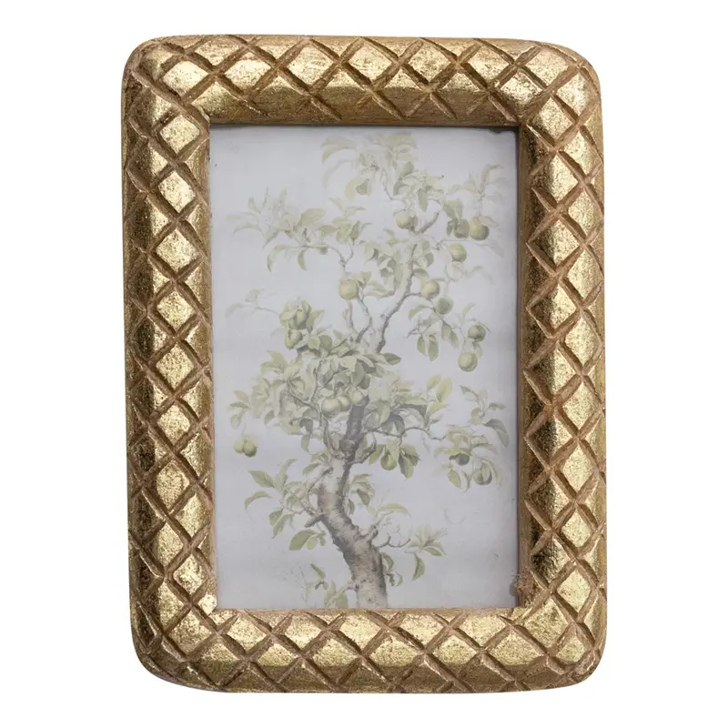 5-1/4"L x 7-1/4"H Mango Wood Photo Frame w Diamond Pattern