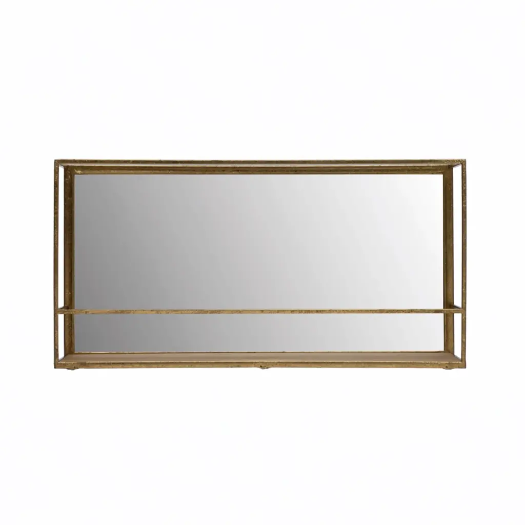 23-1/2"W Metal & MDF Wall Shelf w Mirror