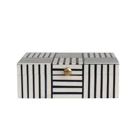 8"L x 6"W x 2-3/4"H Resin Box w Striped Block Pattern