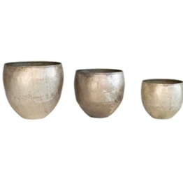 Small Metal Planter Distressed Pewter Finish