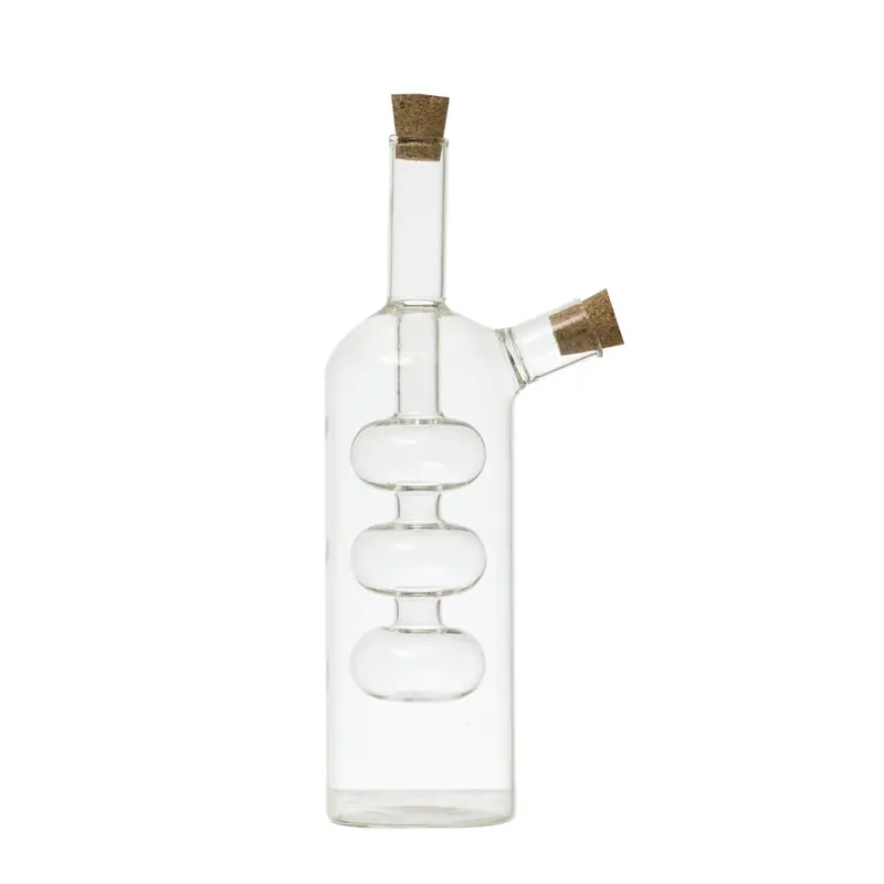 8-1/2"H 8 oz. & 4 oz. Glass Oil & Vinegar Cruet