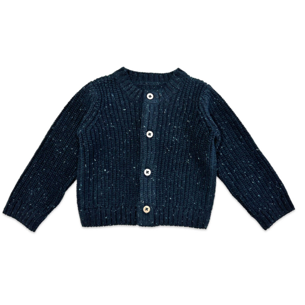 Viverano Classic Chunky Knit Button Sweater Cardigan Speckled Navy