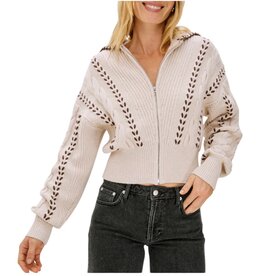 Rails LUNE SWEATER OATMEAL BROWN WHIP STITCH