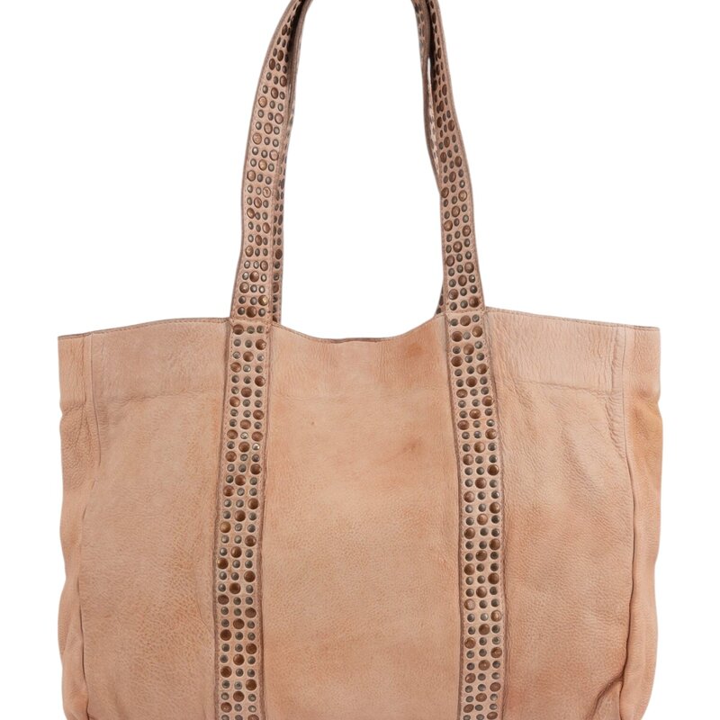 PIET STUDDED LEATHER TOTE BAG SAND