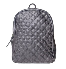 BEKEMA DIAMOND PATTEREND LEATHER BACKPACK BLACK