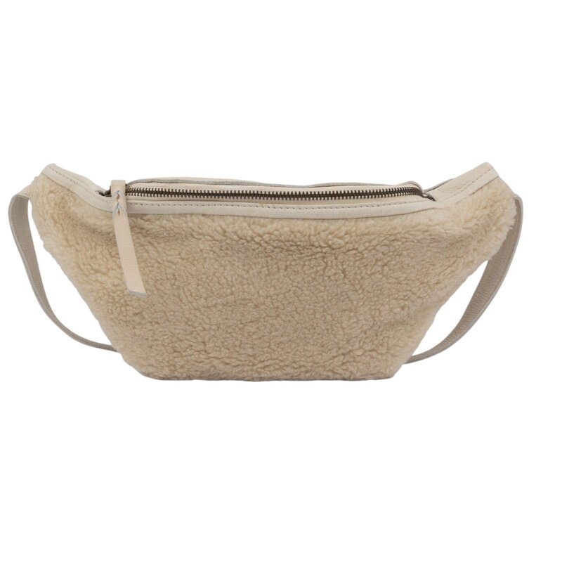 MAAN SHEARLING BELT BAG IVORY