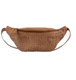 HANNA WOVEN LEATHER BELT BAG CAMEL