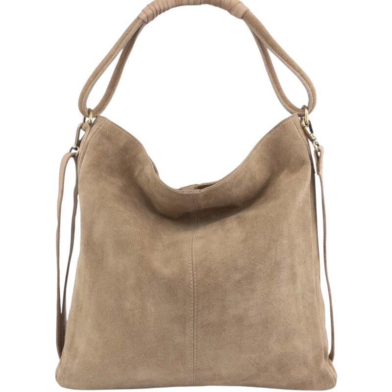 ADEN SUEDE LEATHER TOTE BAG BEIGE