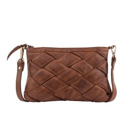 KELLY WOVEN LEATHER CROSSBODY BROWN