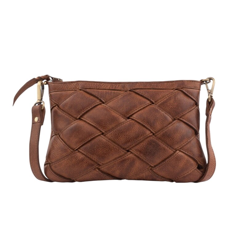 KELLY WOVEN LEATHER CROSSBODY BROWN