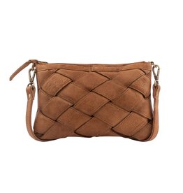 KELLY WOVEN LEATHER CROSSBODY CAMEL