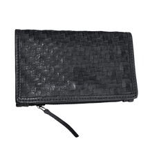 BART HANDWOVEN LEATHER CARD HOLDER BLACK