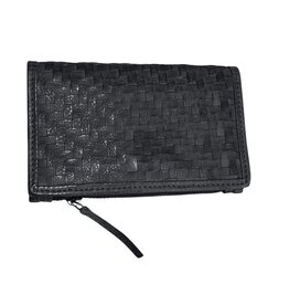BART HANDWOVEN LEATHER CARD HOLDER BLACK