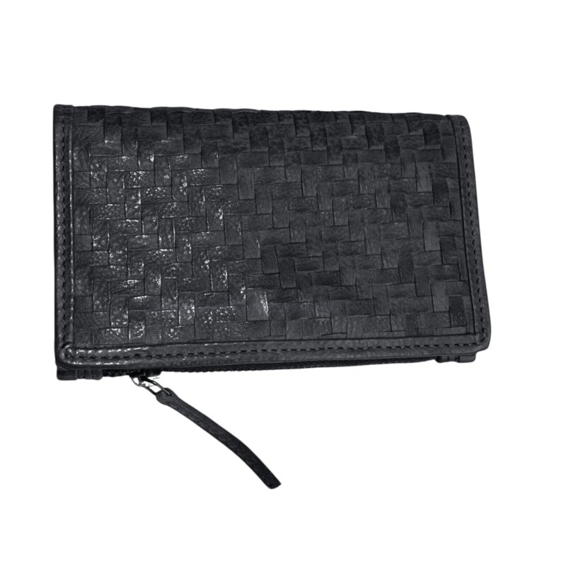 BART HANDWOVEN LEATHER CARD HOLDER BLACK