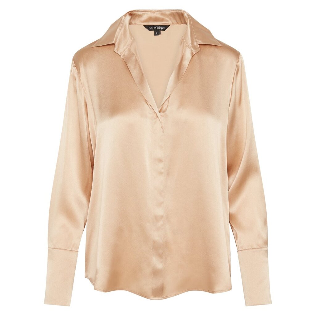Catherine Gee Daria French Cuff Silk Blouse Champagne