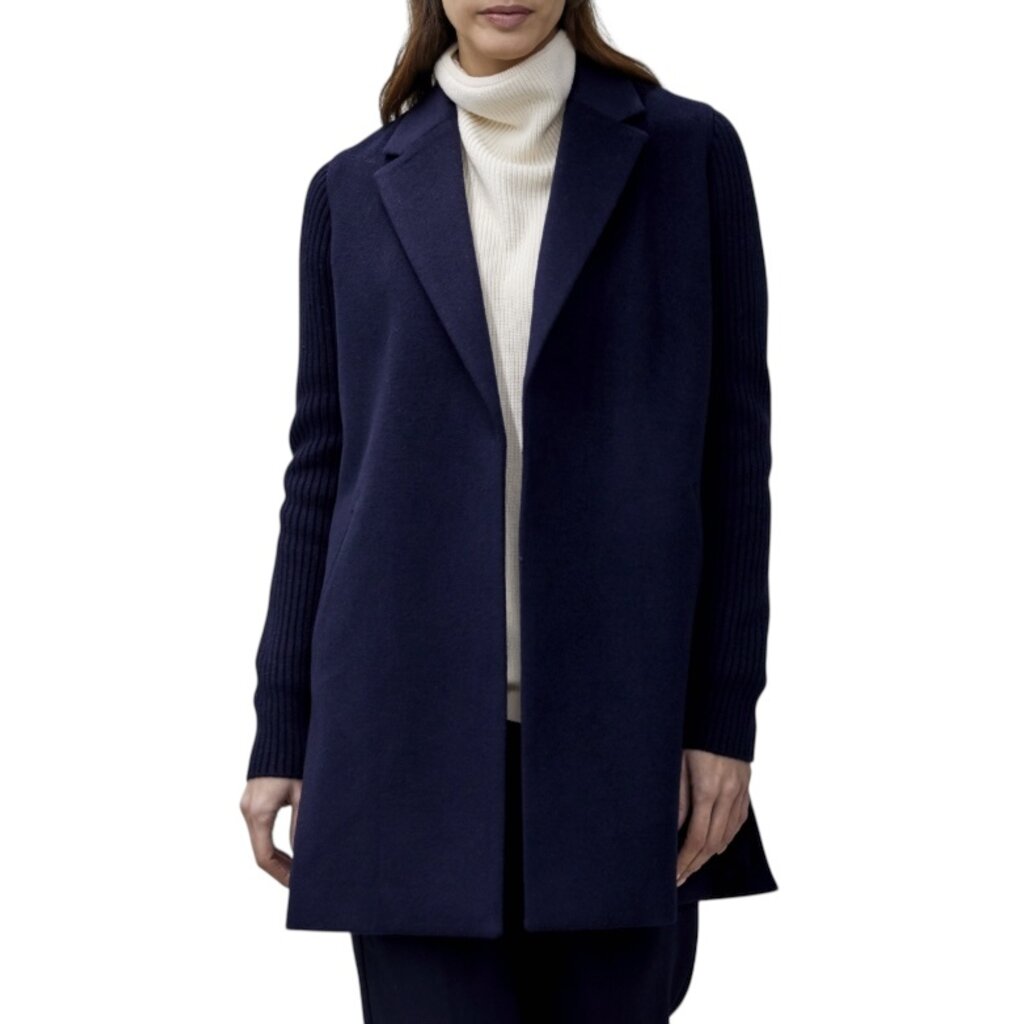 WINDOR & WHITE COLLARED RIB SLEEVE COAT NAVY