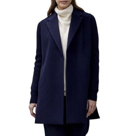 WINDOR & WHITE COLLARED RIB SLEEVE COAT NAVY