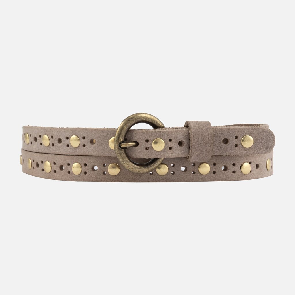 15004 Chloe Vintage Studded Skinny Belt Taupe