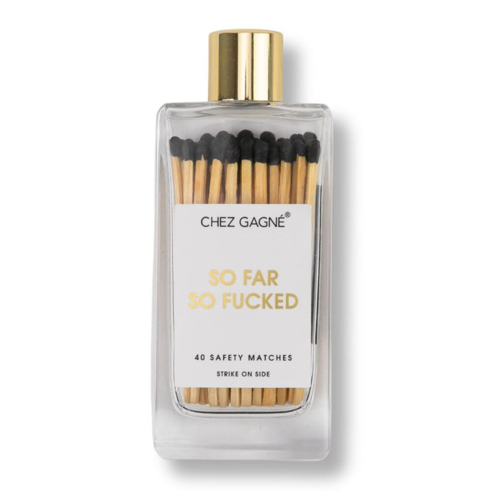 Chez Gagne So Far So Fucked - Glass Bottle Safety Matches - Black