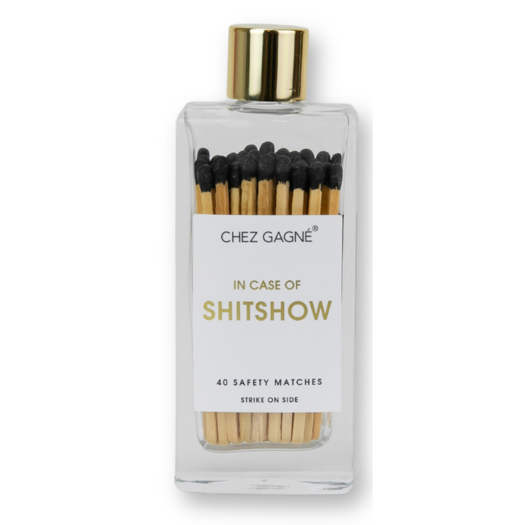 Chez Gagne In Case of Shitshow - Glass Bottle Safety Matches - Black