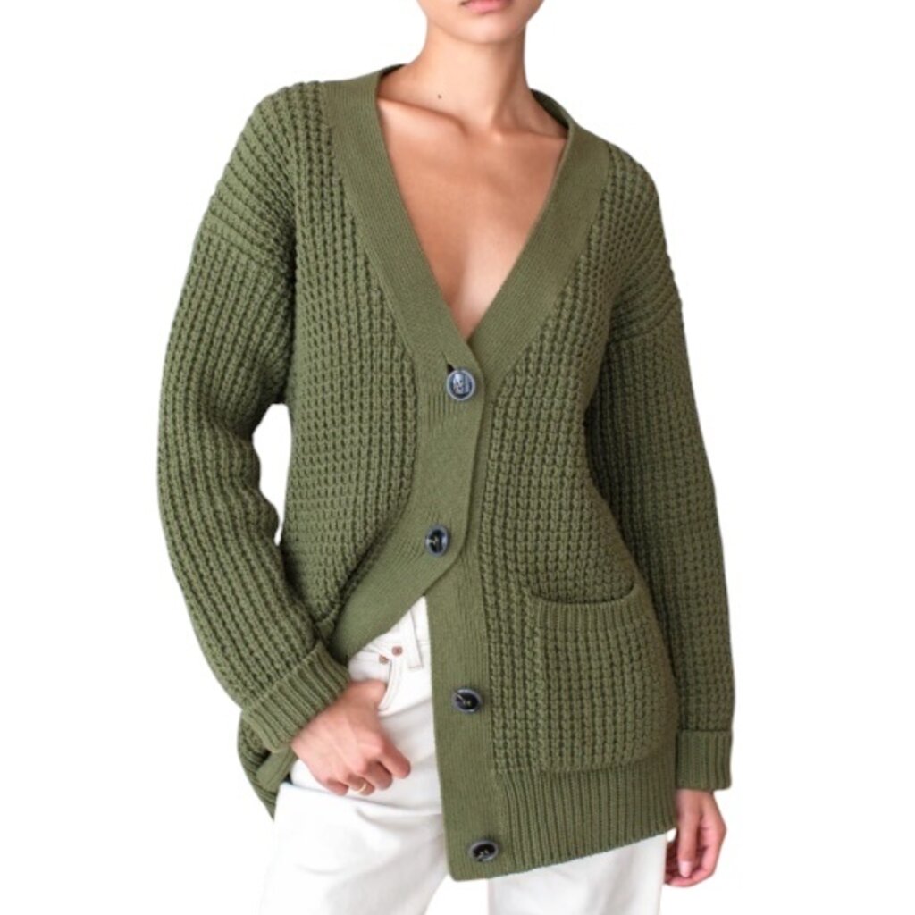 Emerson Fry Cozy Cotton Cardigan Olive Tanguis Cotton