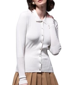 VISCOSE RIBBED COLLARED HENLEY WHITE
