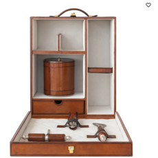 Travel Bar Trunk w/ Flocked Interior, Ice Bucket, Bottle Opener, Cork Screw, Tongs