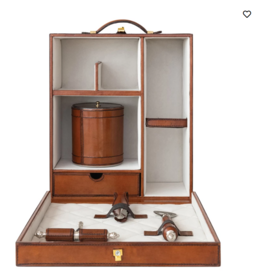 Travel Bar Trunk w/ Flocked Interior, Ice Bucket, Bottle Opener, Cork Screw, Tongs