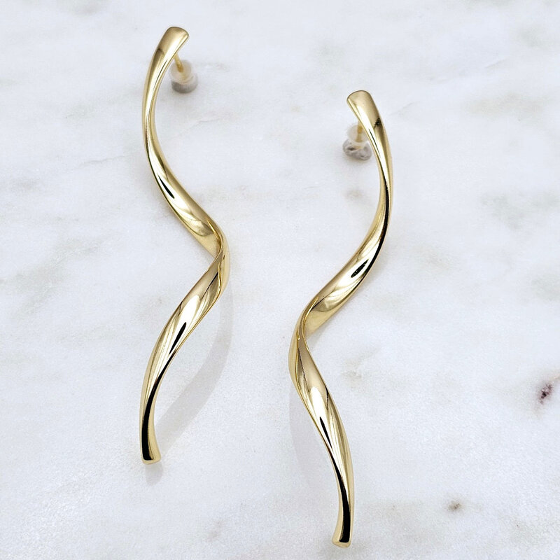 XTRAORDINARY FLAIR Gold Filled Long Swirl Earrigns