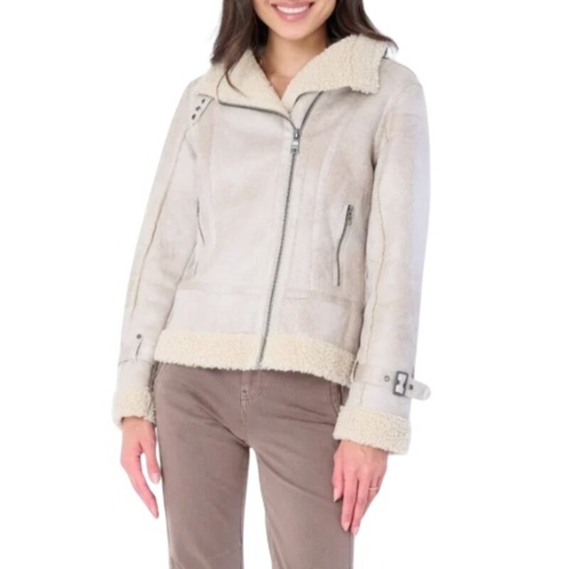 FAUX FUR BIKER JACKET BUFF