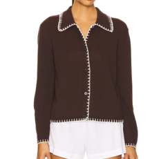 Rails RAYLEEN CARDIGAN BROWN IVORY BLANKET STITCH
