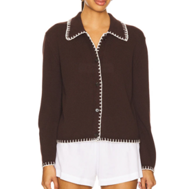Rails RAYLEEN CARDIGAN BROWN IVORY BLANKET STITCH