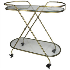 Vera Serving Cart, Brass & Glass Oval