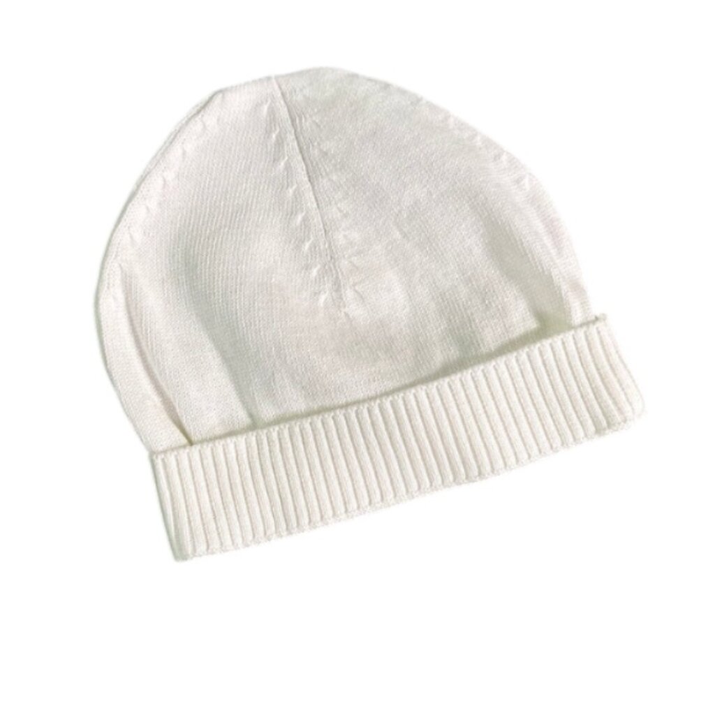 Viverano Milan Round Hat Sweater Knit Baby Beanie DOVE WHITE