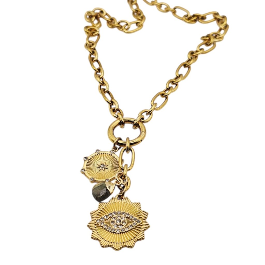 XTRAORDINARY FLAIR Third Eye Gold Stainless Steel Pendant Necklace