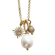 VB&CO Pearl Sun Micro Pave Necklace