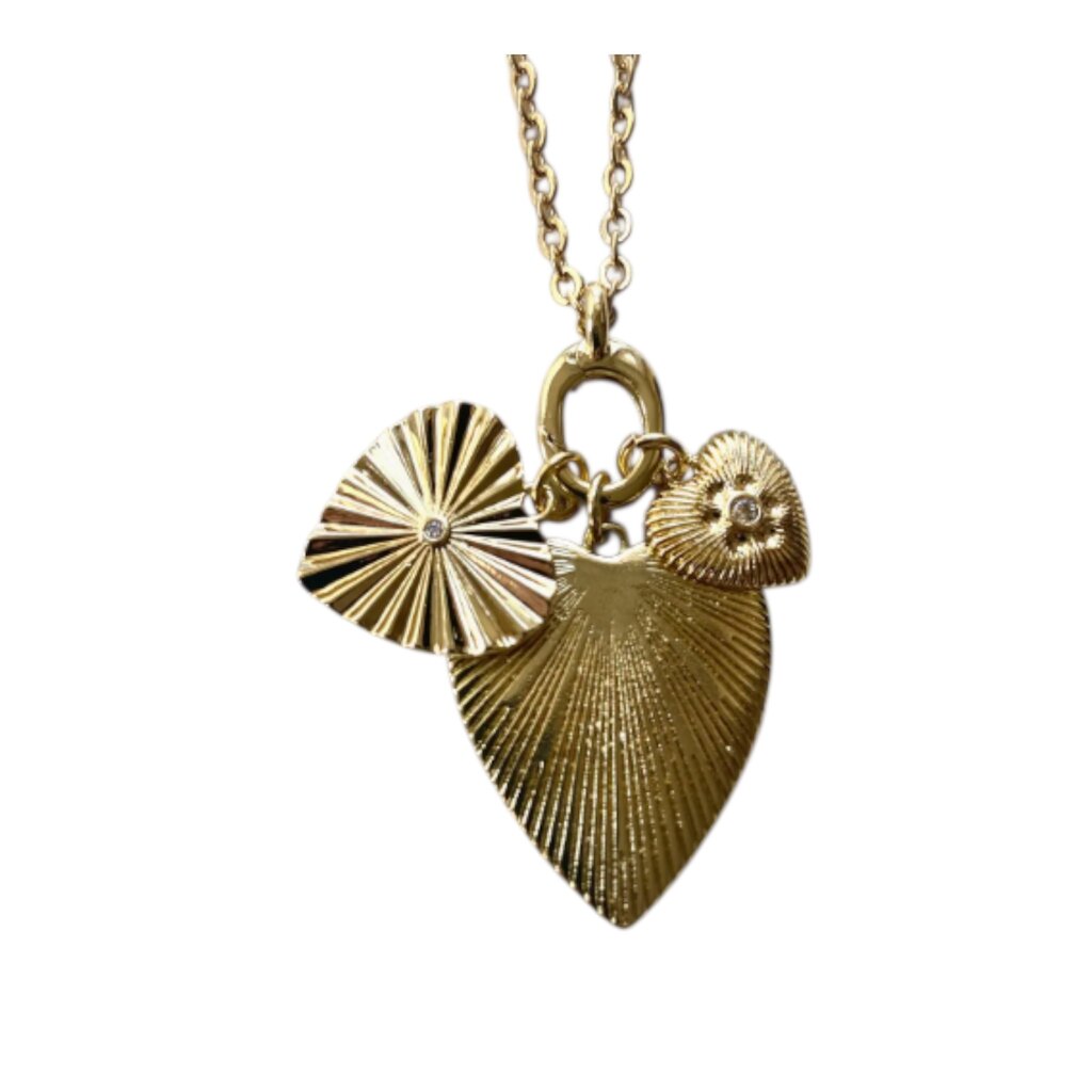 VB&CO Charm Necklace Triple Heart Removable Charms