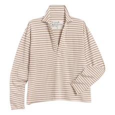 Frank & Eileen Patrick - Popover Henley Vintage White and Camel Stripe