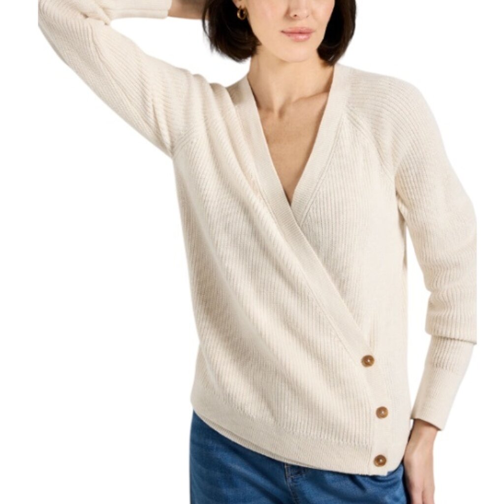 V NECK SHAKER STITCH CLCRM