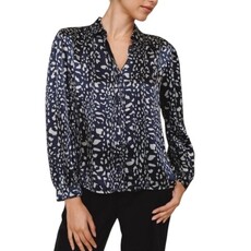 SHIRRED SHOULDER BUTTON DOWN ANIMAL PRINT