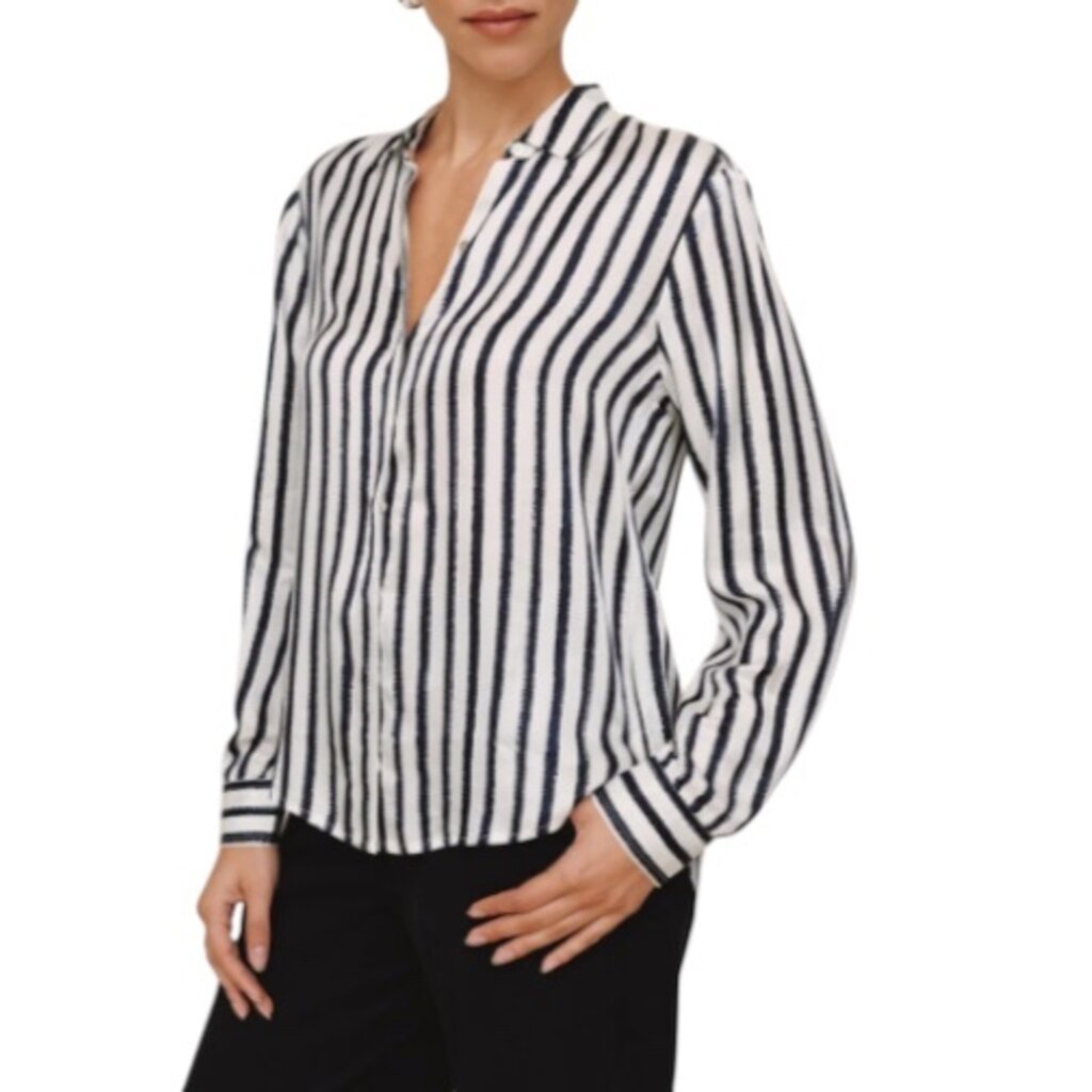 HIGH LOW HEM SHIRT INDIGO STRIPE