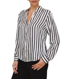 HIGH LOW HEM SHIRT INDIGO STRIPE