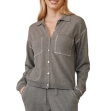 WHIP STITCH POCKET BUTTON SWEATER HEATHER SMOKE