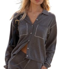 WHIP STITCH POCKET BUTTON SWEATER HEATHER SMOKE