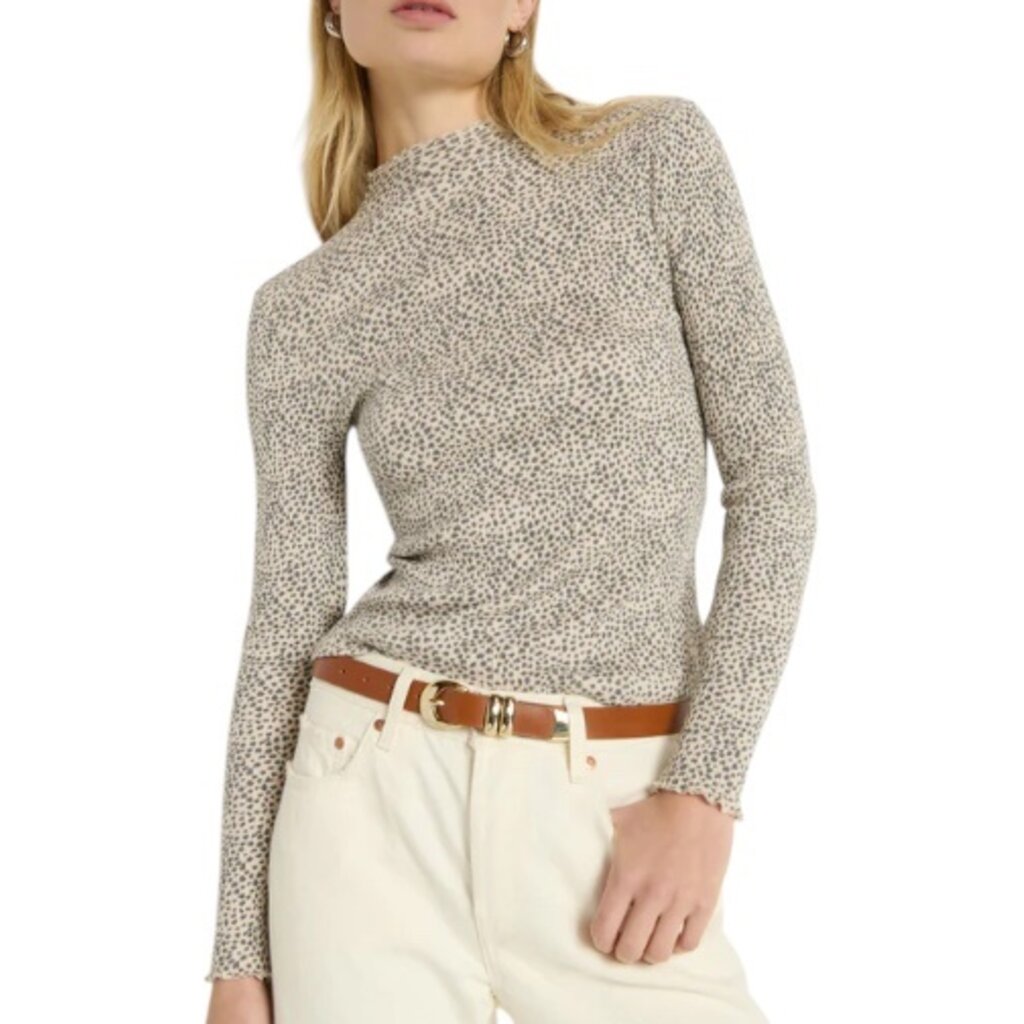 NATION LTD BRENNA MOCK NECK TOP WINTER PEBBLE