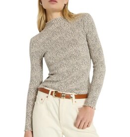 NATION LTD BRENNA MOCK NECK TOP WINTER PEBBLE