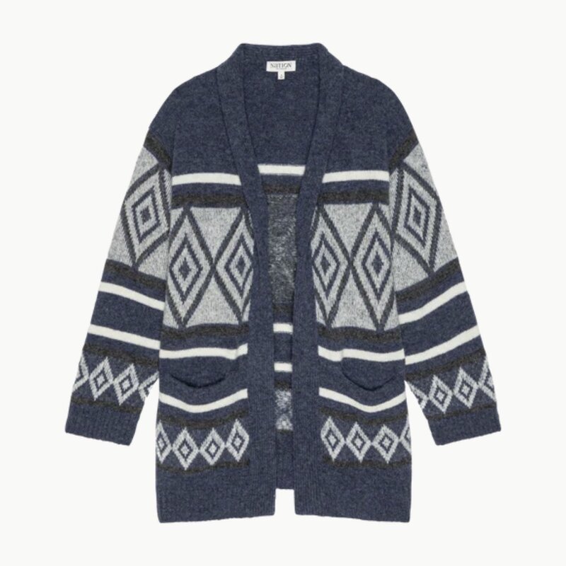 NATION LTD FRANKLYN FAIR ISLE CARDIGAN CHESAPEAKE FAIR ISLE