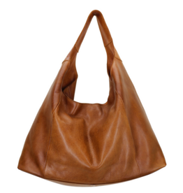 LIL LINDSEY LEATHER SHOULDER BAG COGNAC