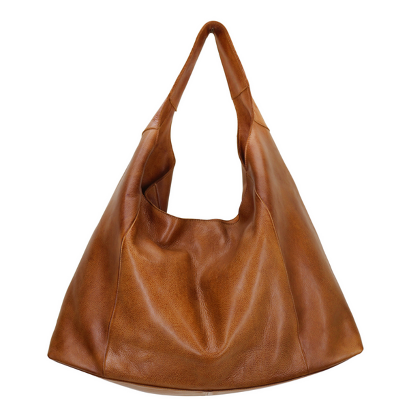 LIL LINDSEY LEATHER SHOULDER BAG COGNAC
