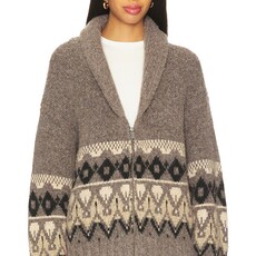 JOES THE INGA FAIRISLE CARDIGAN CHARCOAL BROWN